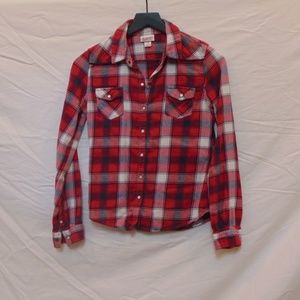 Girls long sleeve red flannel top